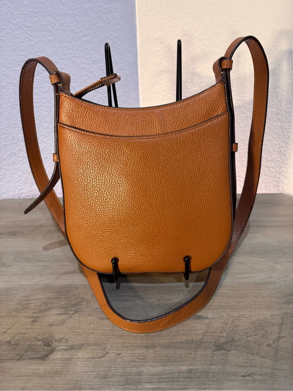 Kate Spade S338 Pebbled Leather Cognac Crossbody Bag Adjustable Strap